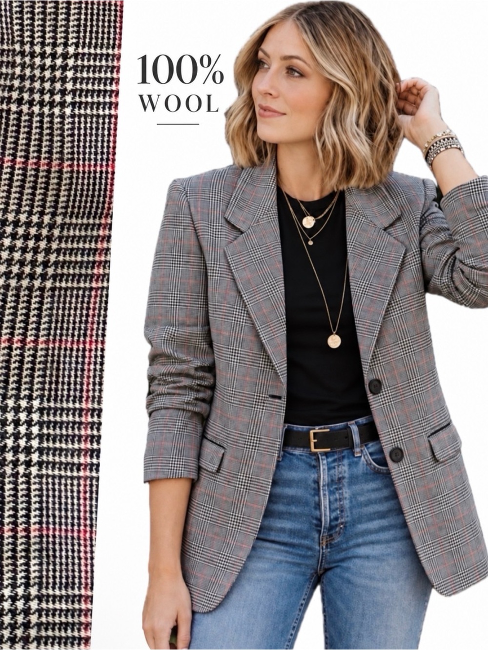 Alanni by Donnybrook, 100% Wool Plaid Blazer, Jacket Size 10